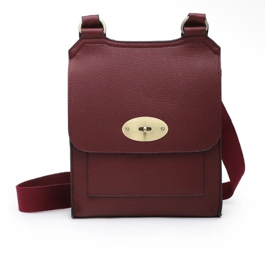 Vegan Leather Burgundy Messenger Bag