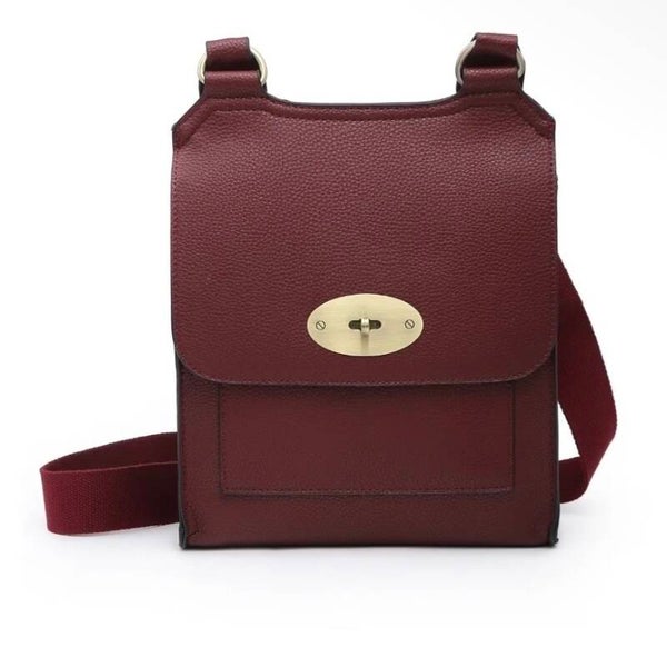 Vegan Leather Burgundy Messenger Bag