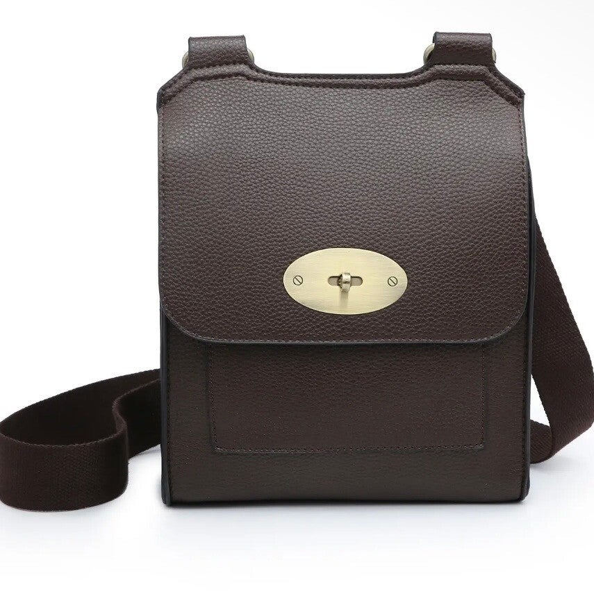 Vegan Leather Chocolate Messenger Bag