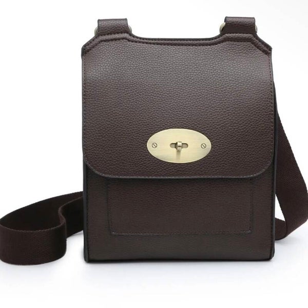 Vegan Leather Chocolate Messenger Bag