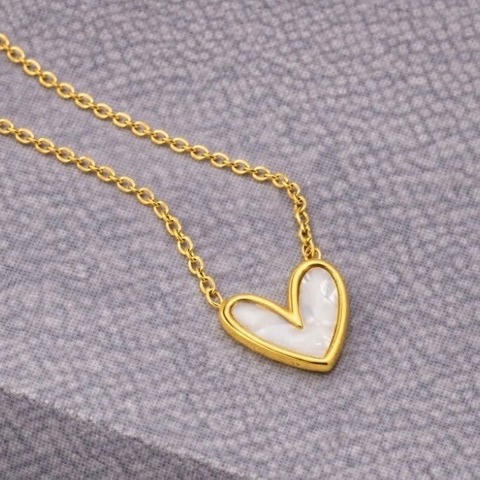 Gold Pearlescent Heart Necklace
