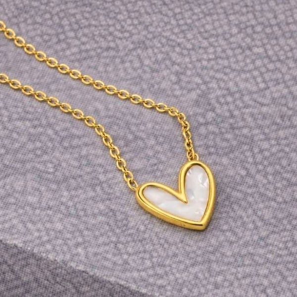 Gold Pearlescent Heart Necklace