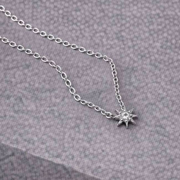 Silver Star Zirconia Necklace