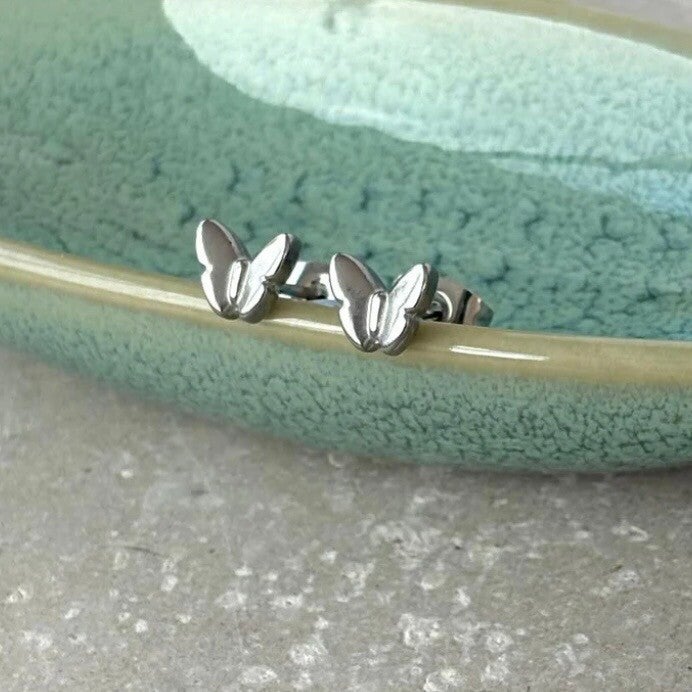 Silver Mini Butterfly Studs