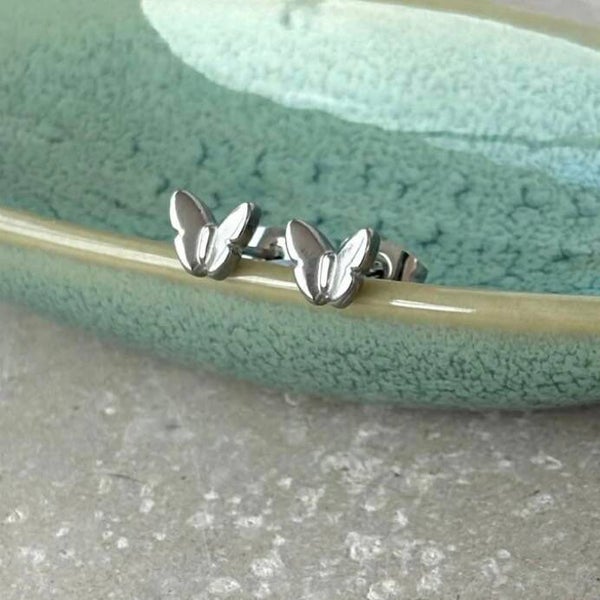Silver Mini Butterfly Studs