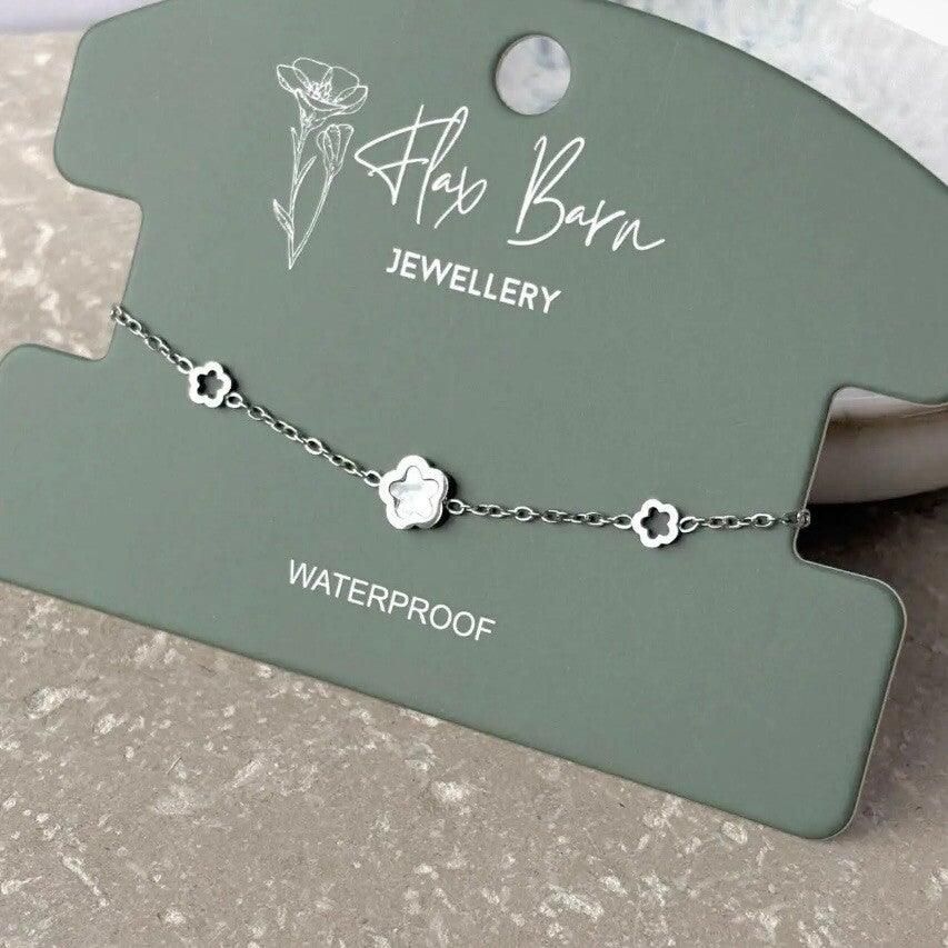 Silver Pearlescent Flower Bracelet
