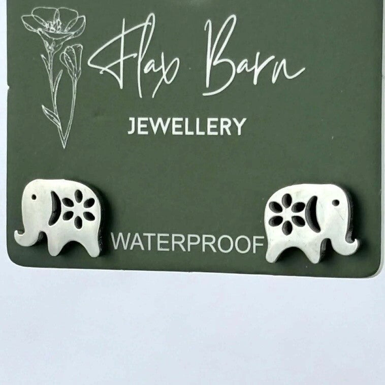 Silver Elephant Studs