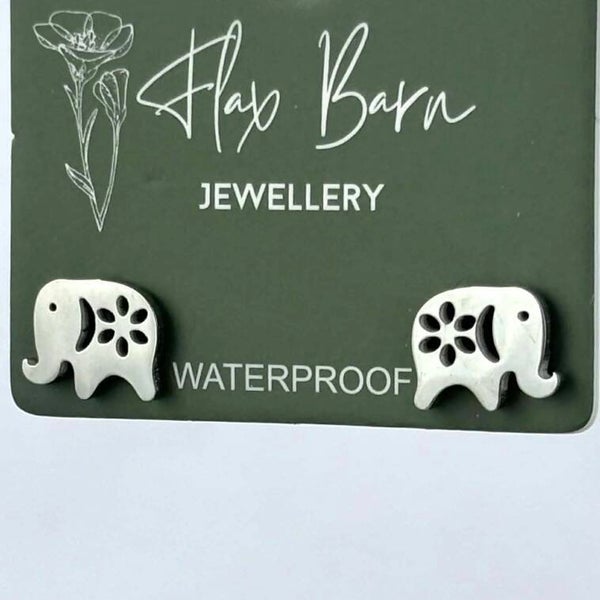 Silver Elephant Studs