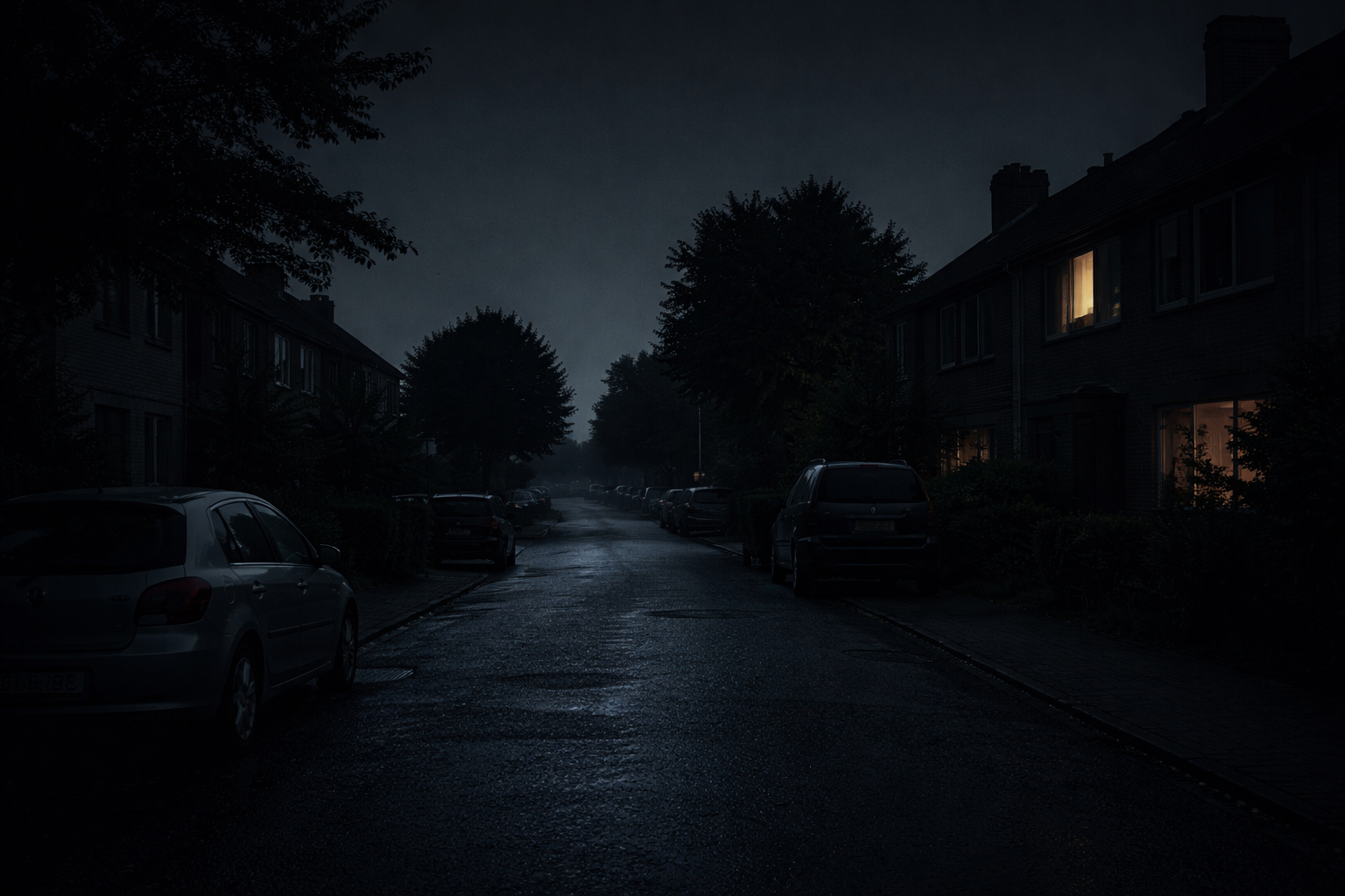 Pikkedonkere straat in Laarbeek door een grote storing in de straatverlichting.