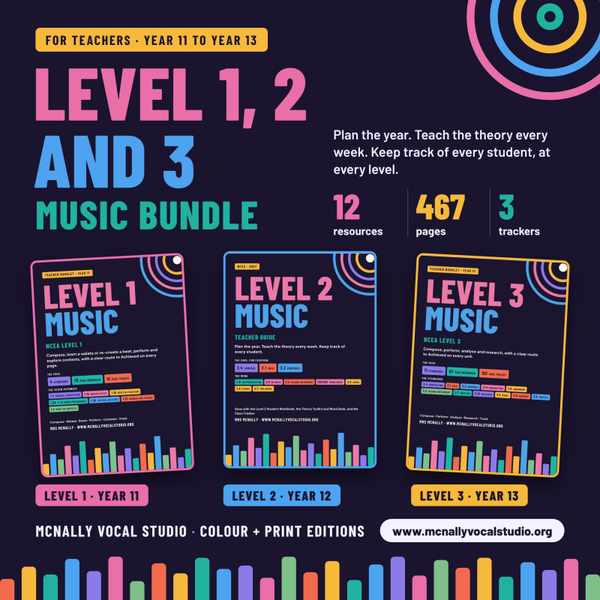 NCEA Music Resource Bundle (Levels 1, 2, and 3).