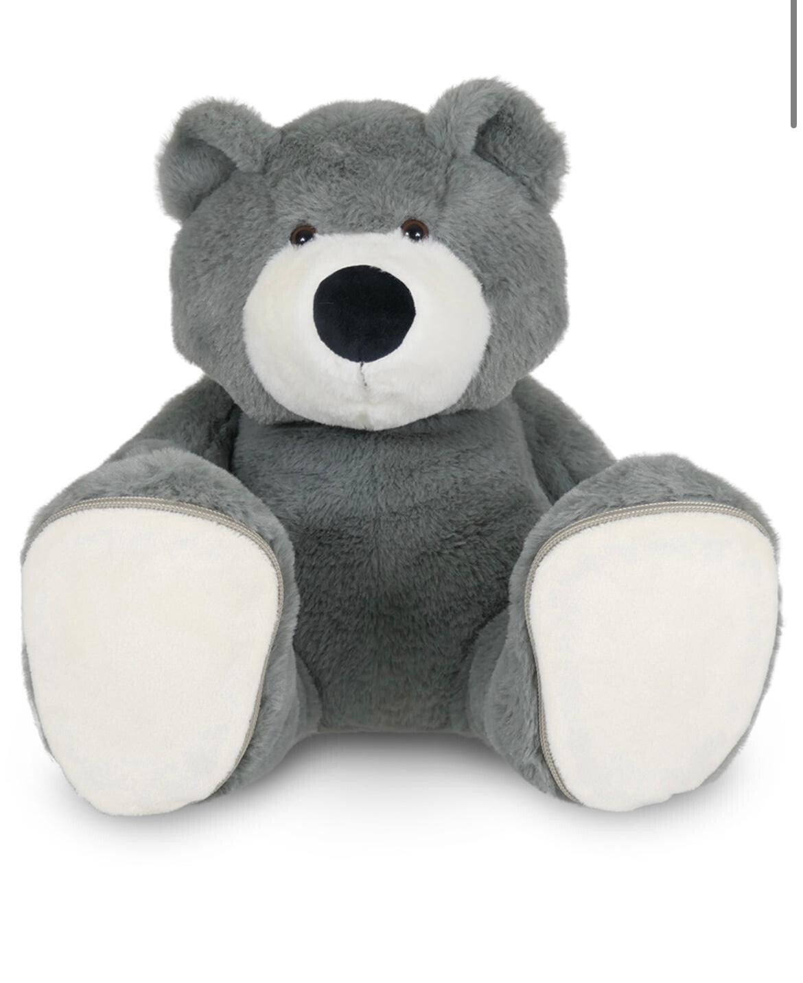 Grijze knuffelbeer +/- 45 cm met gepersonaliseerd borduursel op de voetjes. Perfect kraamcadeau!!