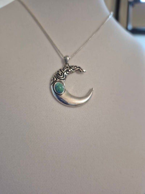 Half Moon Sterling Silver Tourquise Pendant