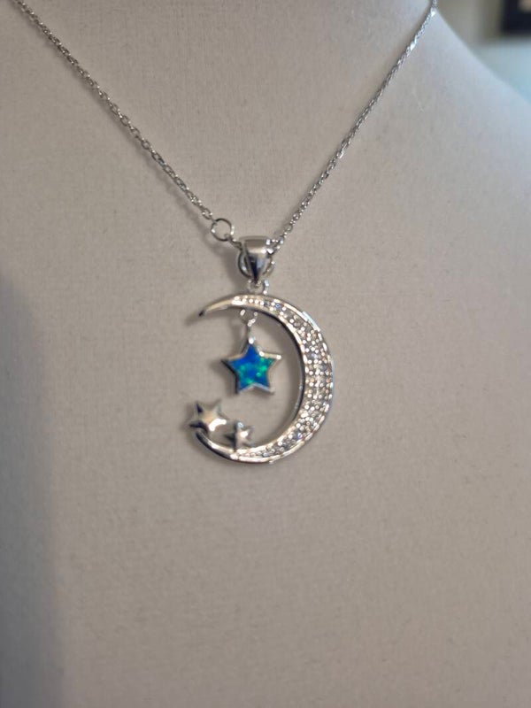Half moon and dangling star pendant