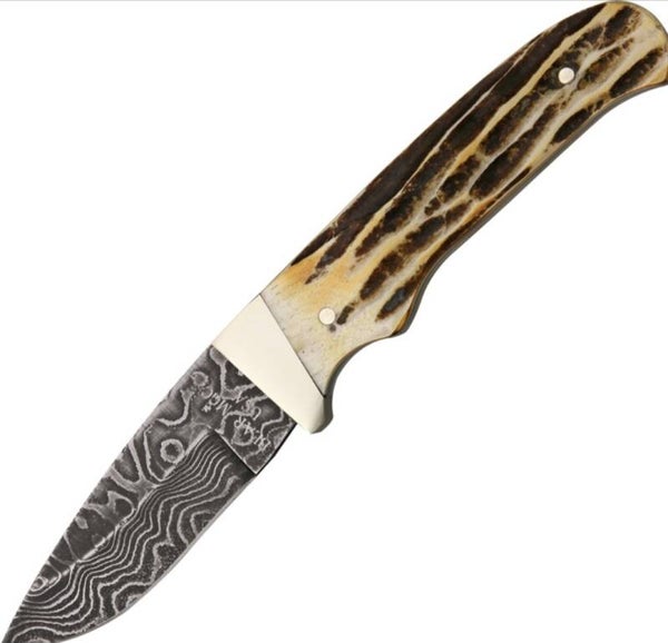 BEAR & SON DAMASCUS DROP POINT SKINNER KNIFE - BC548D