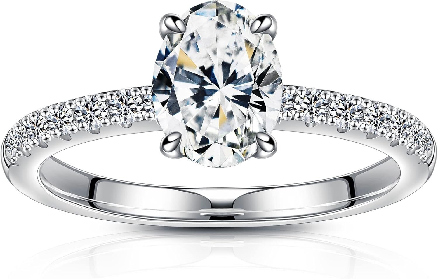 Moissaniet ovaal ring zilver