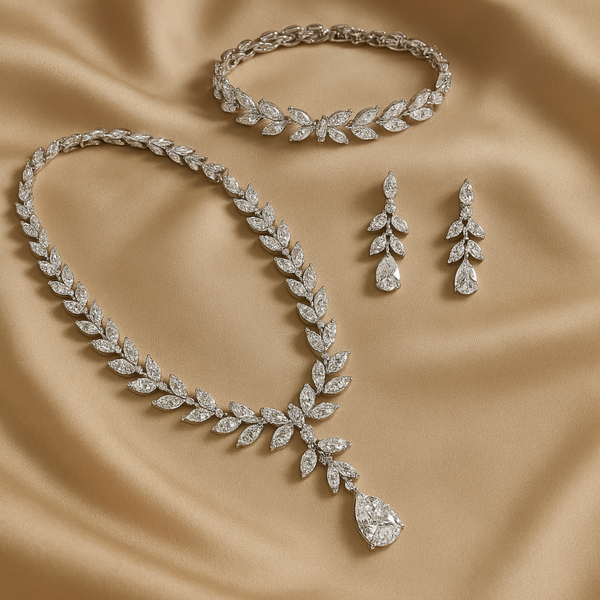 Unique crystal silver set