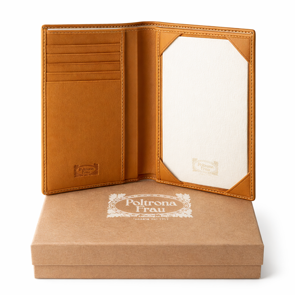 Poltrona Frau - Exclusieve en Klassieke Heren Portemonnee - pasjeshouder mannen - Italiaans topmerk Wereldwijd 'Sold Out' - Cognac Leer