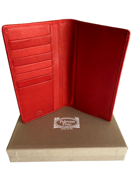 Poltrona Frau - Exclusieve en Klassieke Portemonnee - Pasjeshouder Unisex - Portafoglio Verticale Pelle Soul Long wallet – Full Scarlett Leer