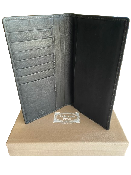 Poltrona Frau - Exclusieve en Klassieke Portemonnee – Pasjeshouder - Agenda Unisex - Portafoglio Verticale Pelle Soul Otis Long wallet – Full Zwart Leer