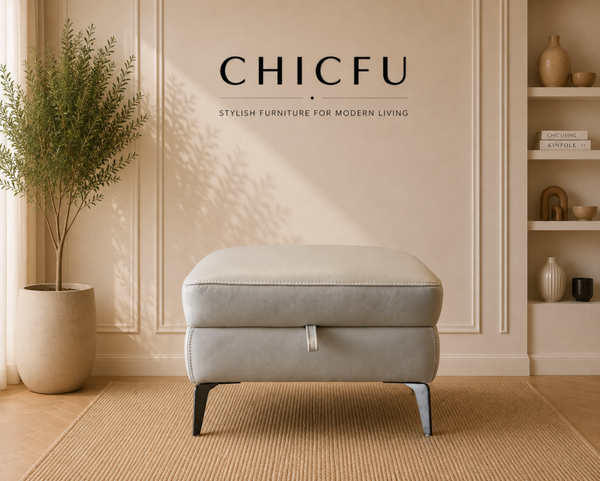 Genuine DFS Ottoman – Grey Leather Ex display