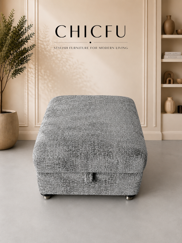Genuine DFS GREY STORAGE OTTOMAN – EX-DISPLAY