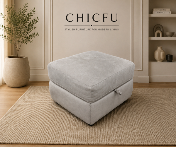Oak Furnitureland Leo Storage Footstool in Dove Grey