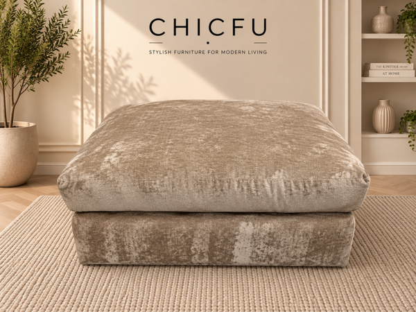 Sofology Fender Footstool Beige Neutral Fabric Large Ex Display