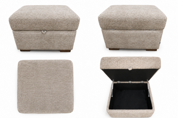 NEXT UPHOLSTERED SMALL STORAGE FOOTSTOOL IN NATURAL - ORIGINAL
