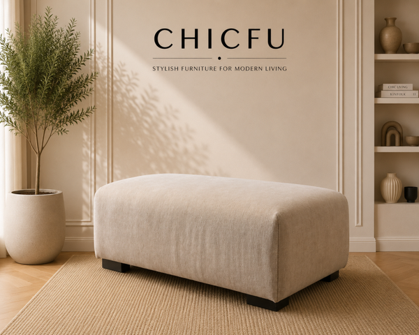 Genuine Genuine DFS Long Cream Footstool With Black Feet – Ex Display