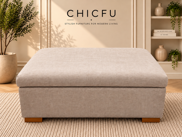 Oak Furnitureland Large Beige Storage Ottoman Footstool – Ex Display