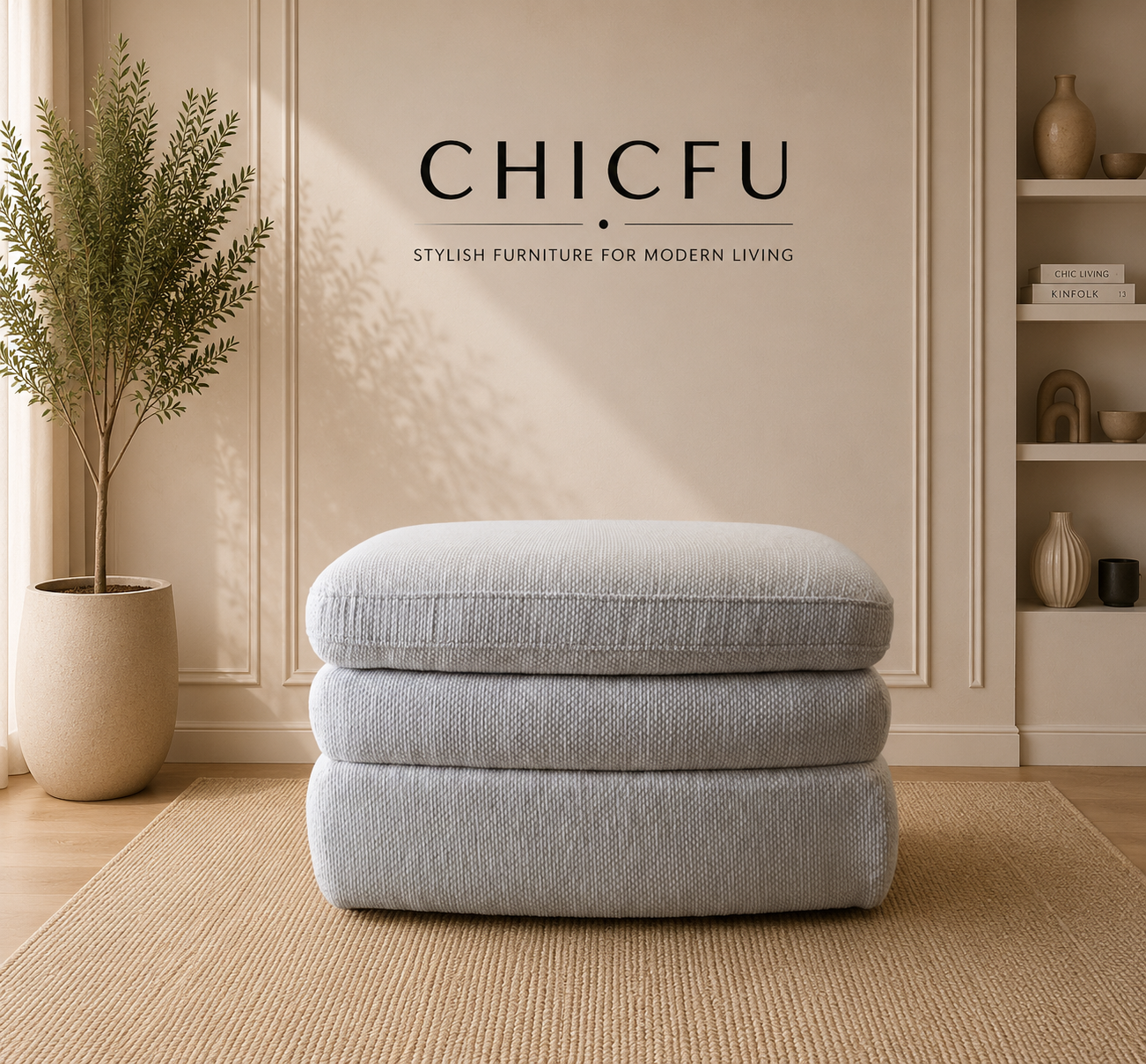 Genuine DFS Cream 3-Tier Ottoman – Ex-Display