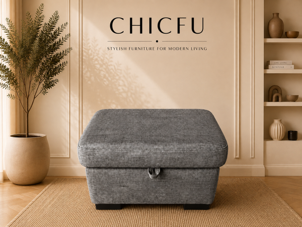 Adriana Grey Storage Ottoman - Ex display