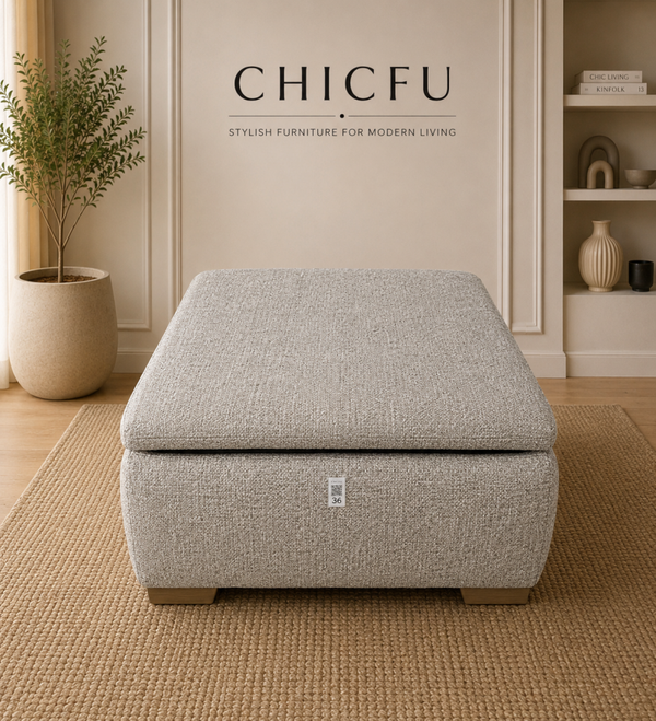 Oak Furnitureland Dewsbury Storage Milo Mink Fabric Ottoman