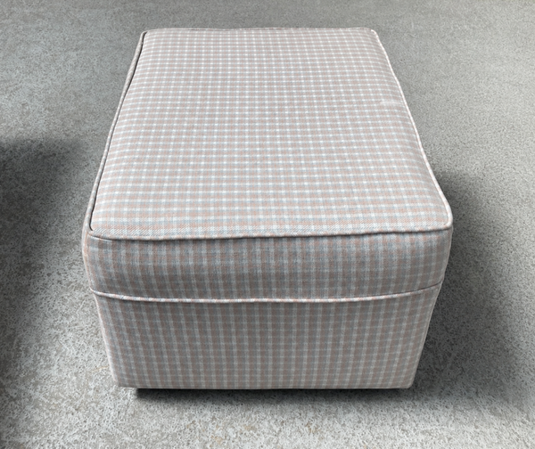 Farmhouse Compact Footstool Pastel Check Fabric Ottoman Ex Display