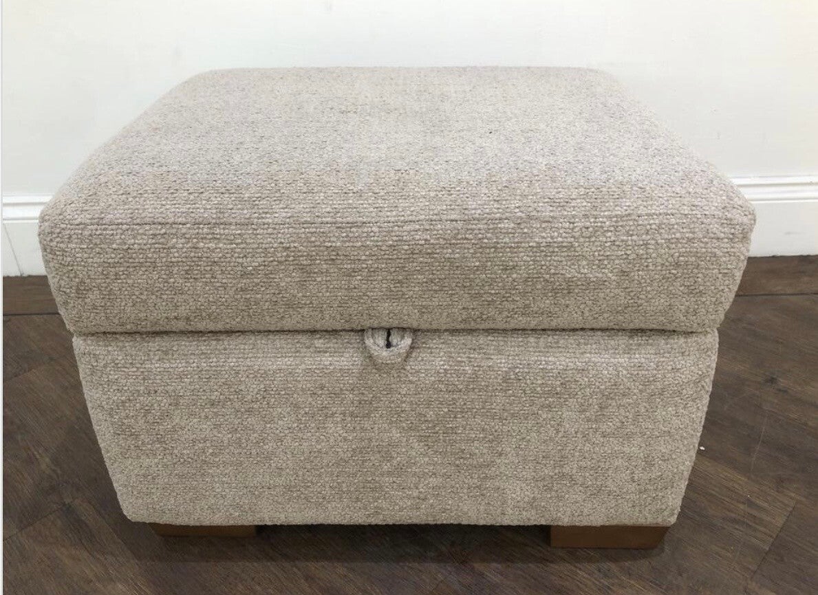 NEXT UPHOLSTERED SMALL STORAGE FOOTSTOOL IN NATURAL - ORIGINAL