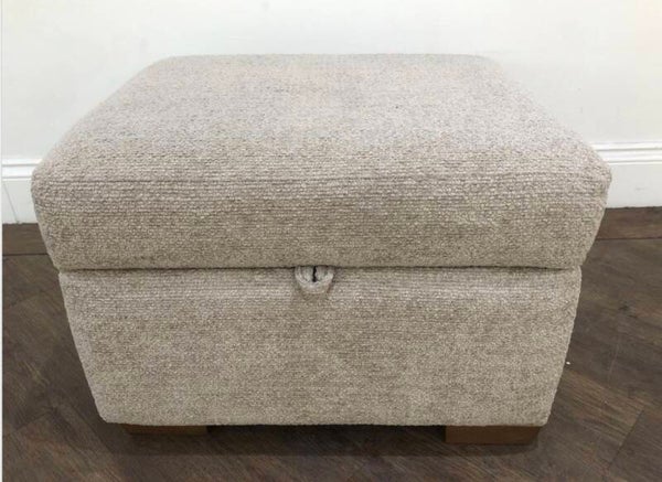 NEXT UPHOLSTERED SMALL STORAGE FOOTSTOOL IN NATURAL - ORIGINAL