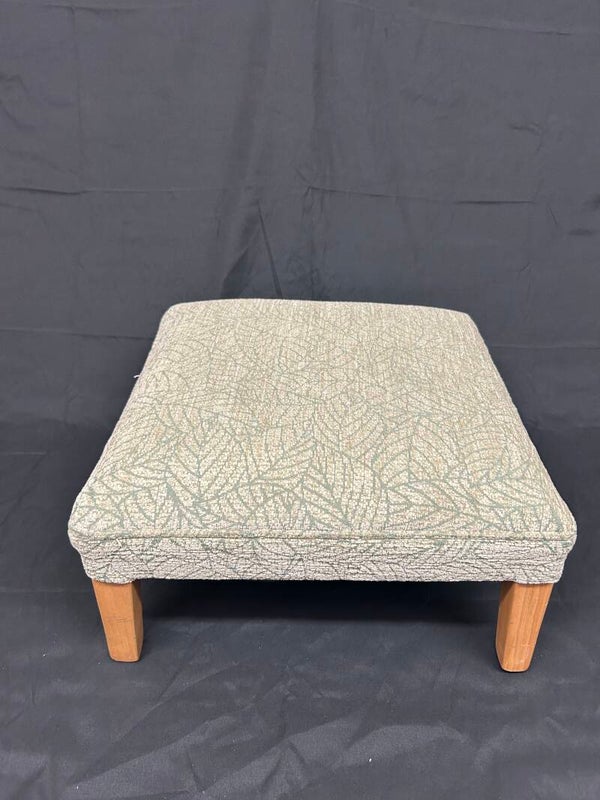 Upholstered Footstool Spring Leaf Fabric Wooden Legs