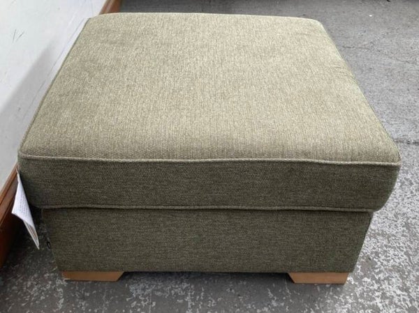 NEXT Upholstered Square Storage Footstool Chenille Moss Green Ex Display
