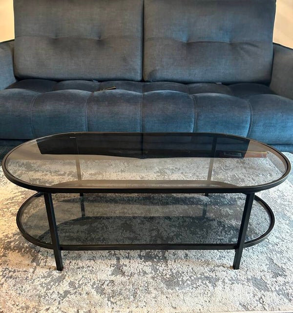 Sofia Oval Blackened Glass Coffee Table