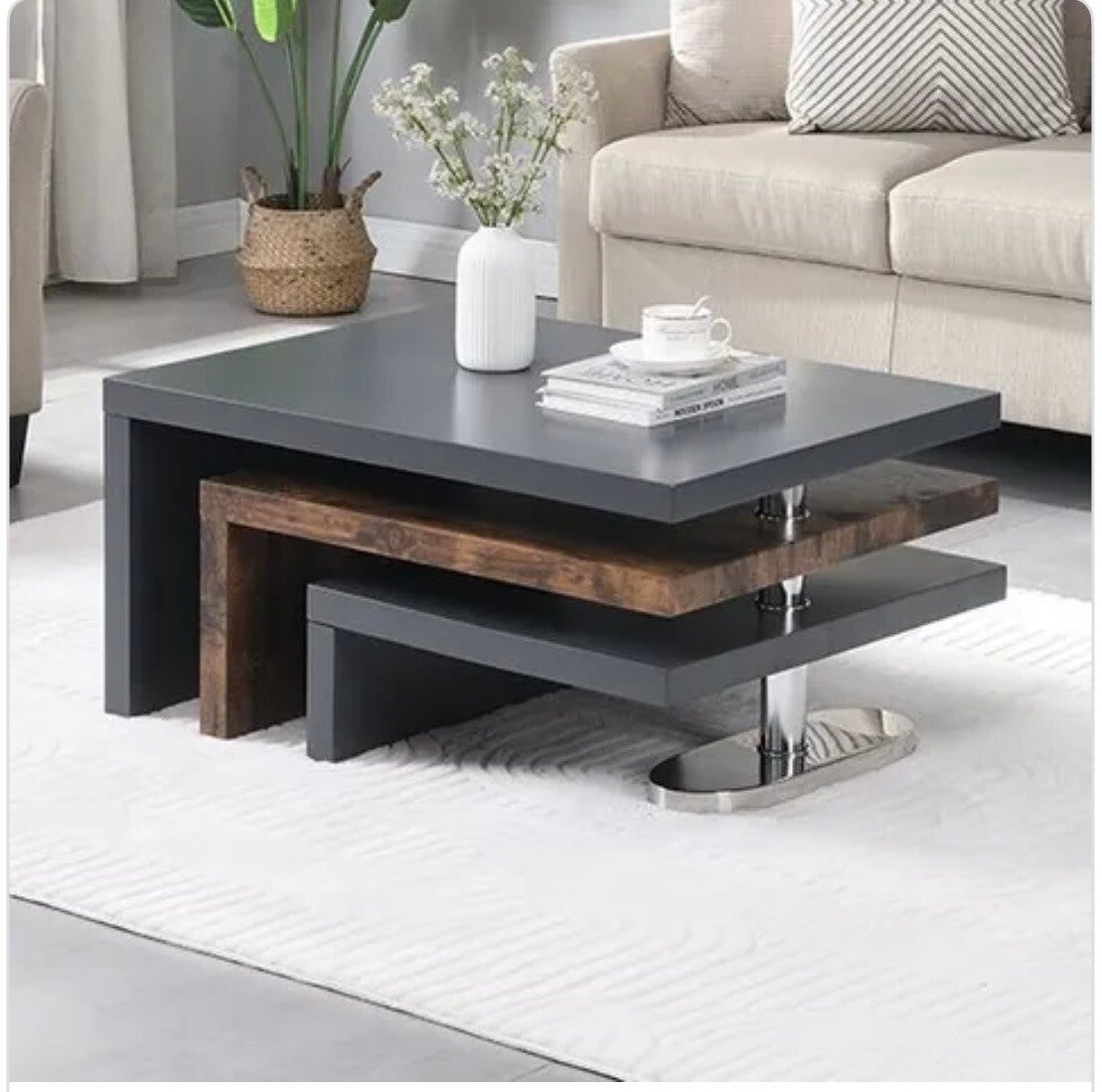 Modern Hugo Strada Designer Coffee Table – Strada Grey & Smoked Oak