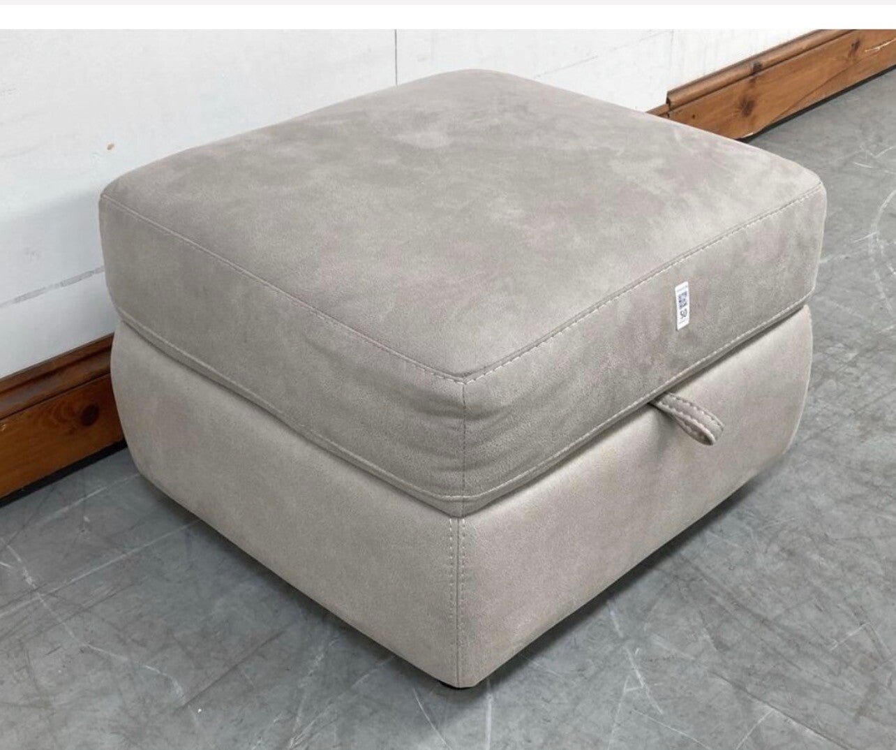 OAK FURNITURELAND LEO STORAGE FOOTSTOOL – DOVE GREY FABRIC