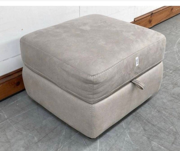 OAK FURNITURELAND LEO STORAGE FOOTSTOOL – DOVE GREY FABRIC