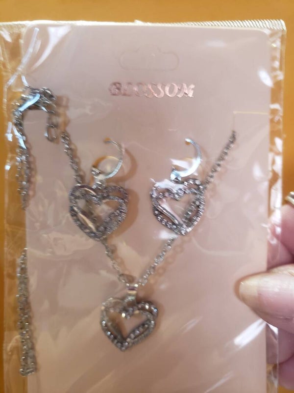 heart necklace and earrings set