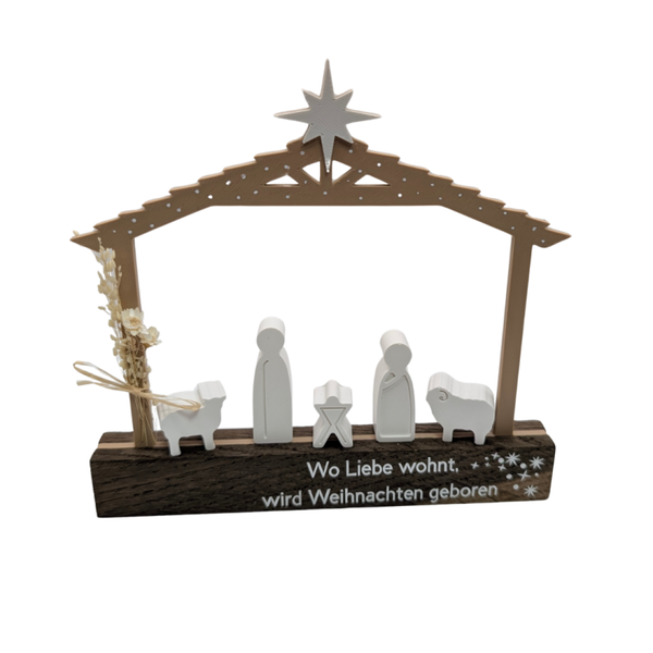 Klötzchen Krippe -„Wo Liebe wohnt, wird Weihnachten geboren“