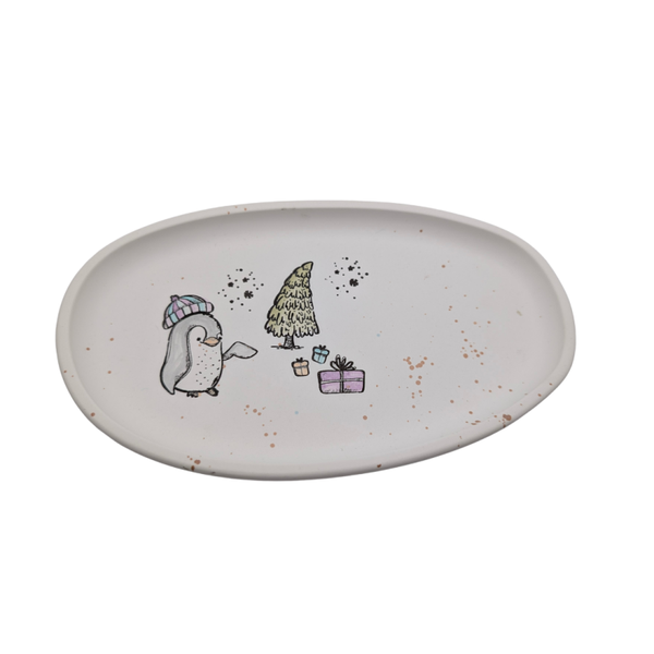 Zierkeramikteller Oval 190 × 115 mm mit Stempelung