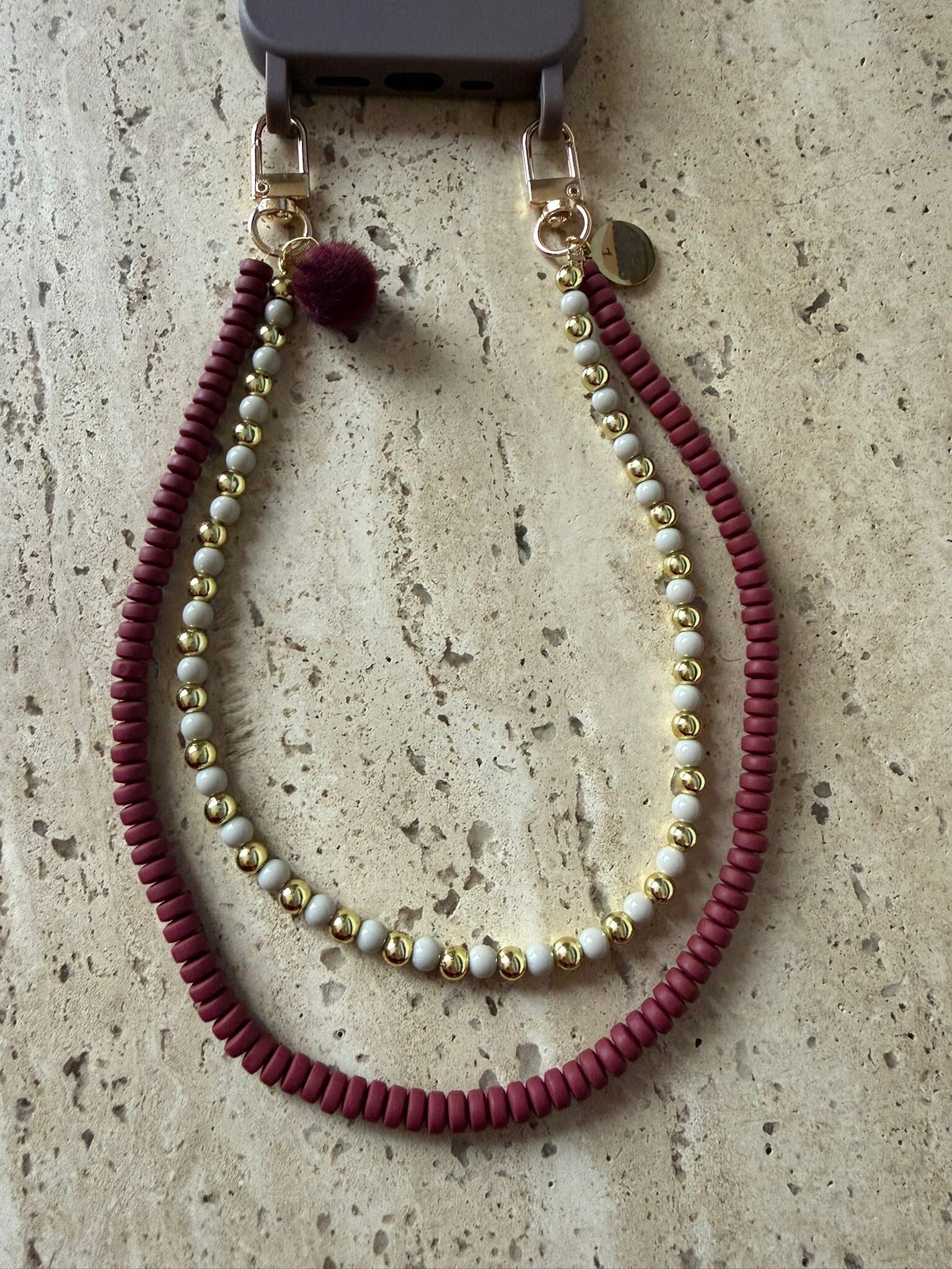 Burgundy telefoonketting