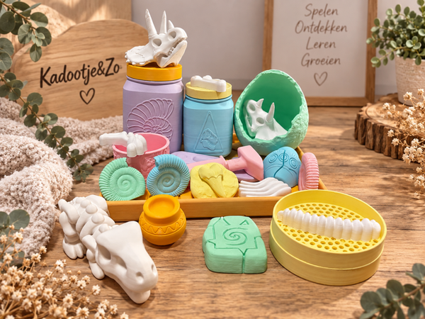 🦕✨ Dino & Fossil Sensorische Speelset