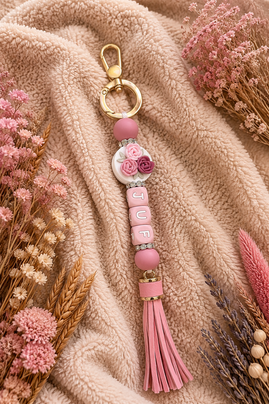 Gepersonaliseerde sleutelhanger bloemen