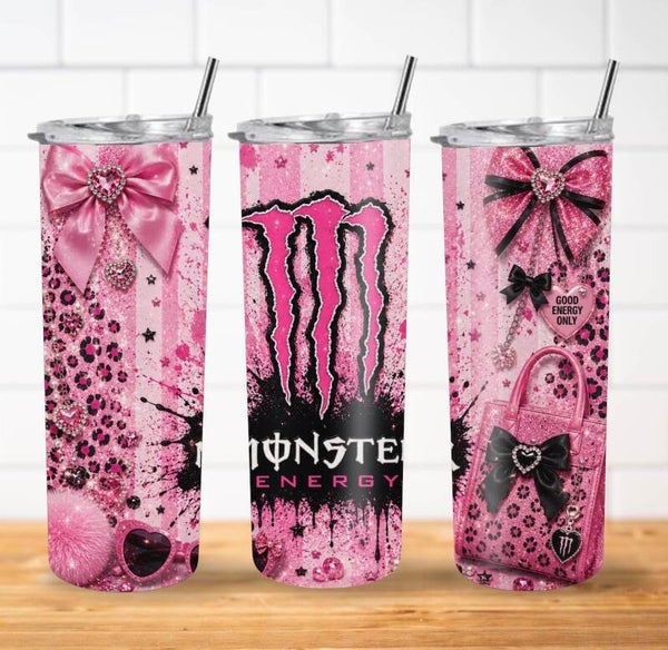 RVS Pink Energy Tumbler 20 oz – Voor Warme & Koude Dranken 💖⚡