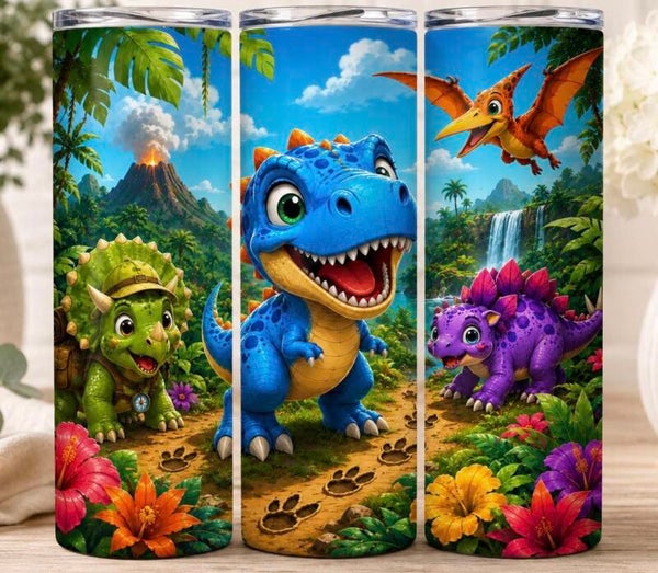 RVS Dino 3.0 Tumbler 20 oz – Voor Warme & Koude Dranken 🦖🌋